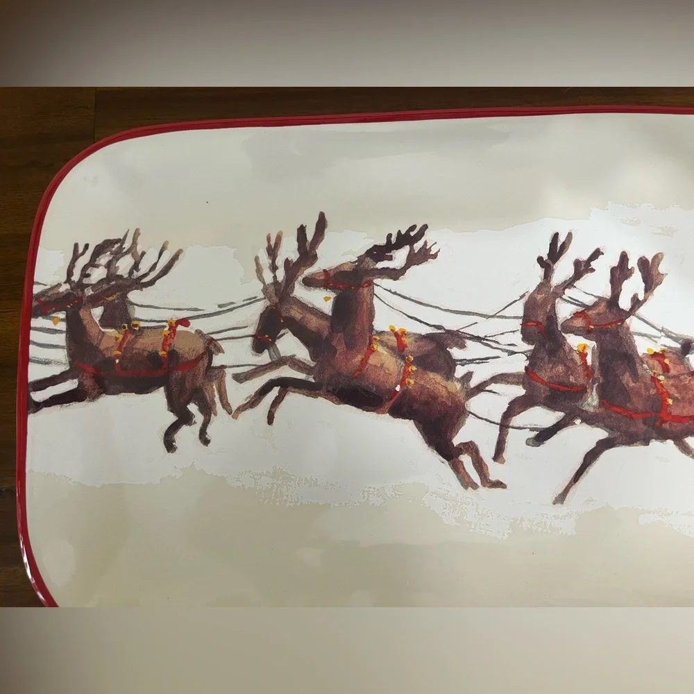Williams Sonoma Santa & His Reindeer Platter